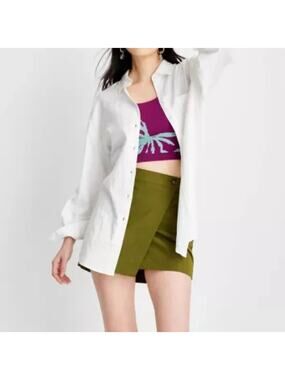 Future Collective Top shirt linen cotton oversized White 2X A006667